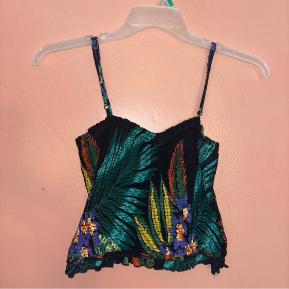 Patrons of Peace Tops - Patrons Of Peace  Tropical Crop Top Multicolored SZ LARGE
